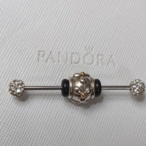 Pandora Silver/14k Vintage 2006 Flower Two Tone Charm